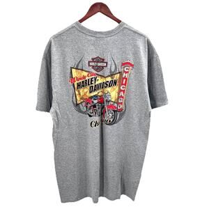 Harley Davidson Chicago Windy City Gray Motorcycle Graphic T-Shirt Mens XL
